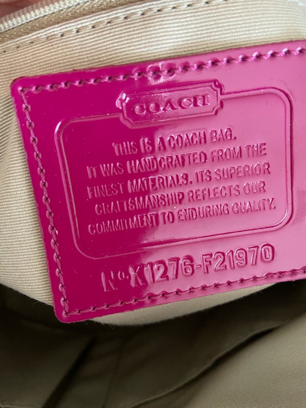 Coach Brown Signature Canvas Tote with Pink Trim - Picture 4 of 5